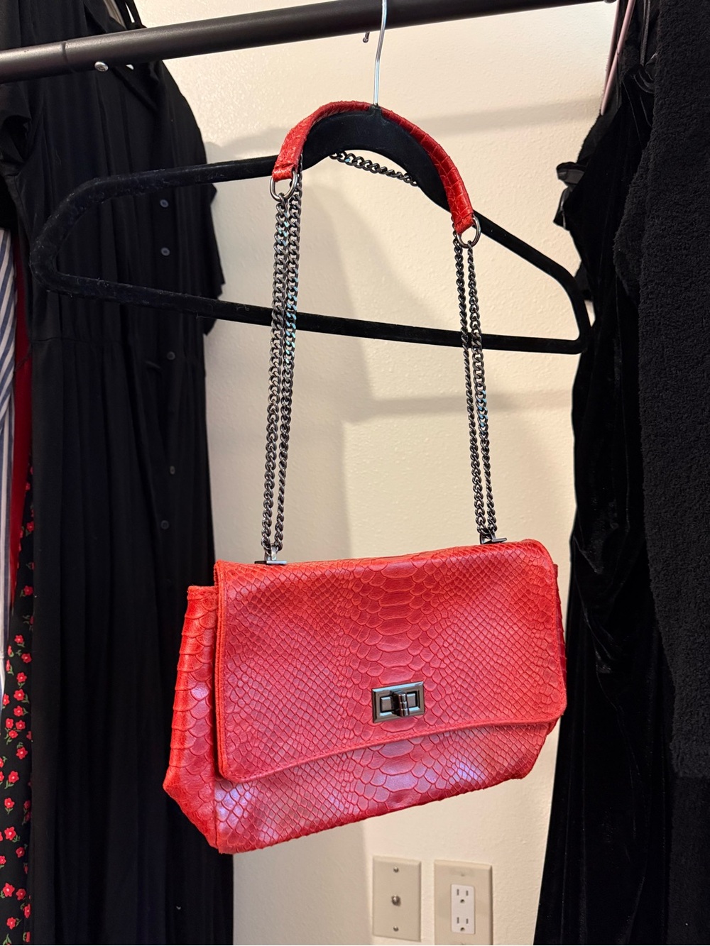 Red Snake Print Bag